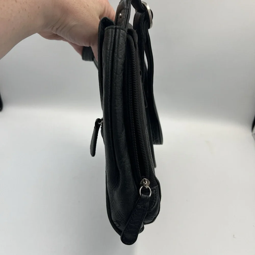 Osgoode Marley Crossbody Bag Organizer RFID Black Soft Leather Front Flap Purse